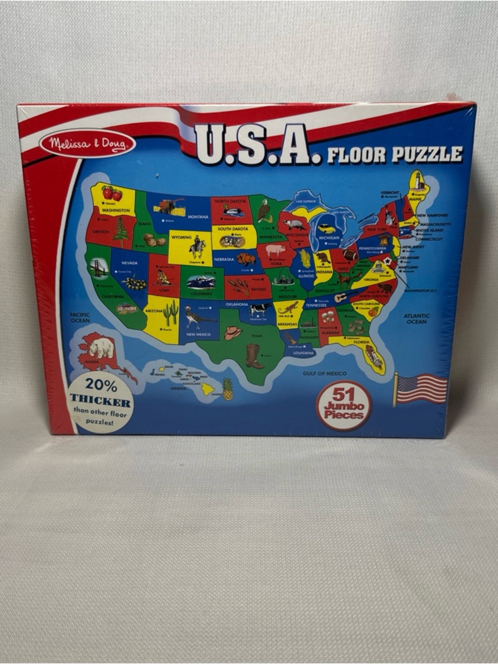 NIP SEALED Melissa & Doug USA Floor Puzzle - Red, Blue, Yellow, Green